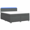 vidaXL Łóżko Box Spring z materacem i LED ciemnoszary 140 x 200 cm