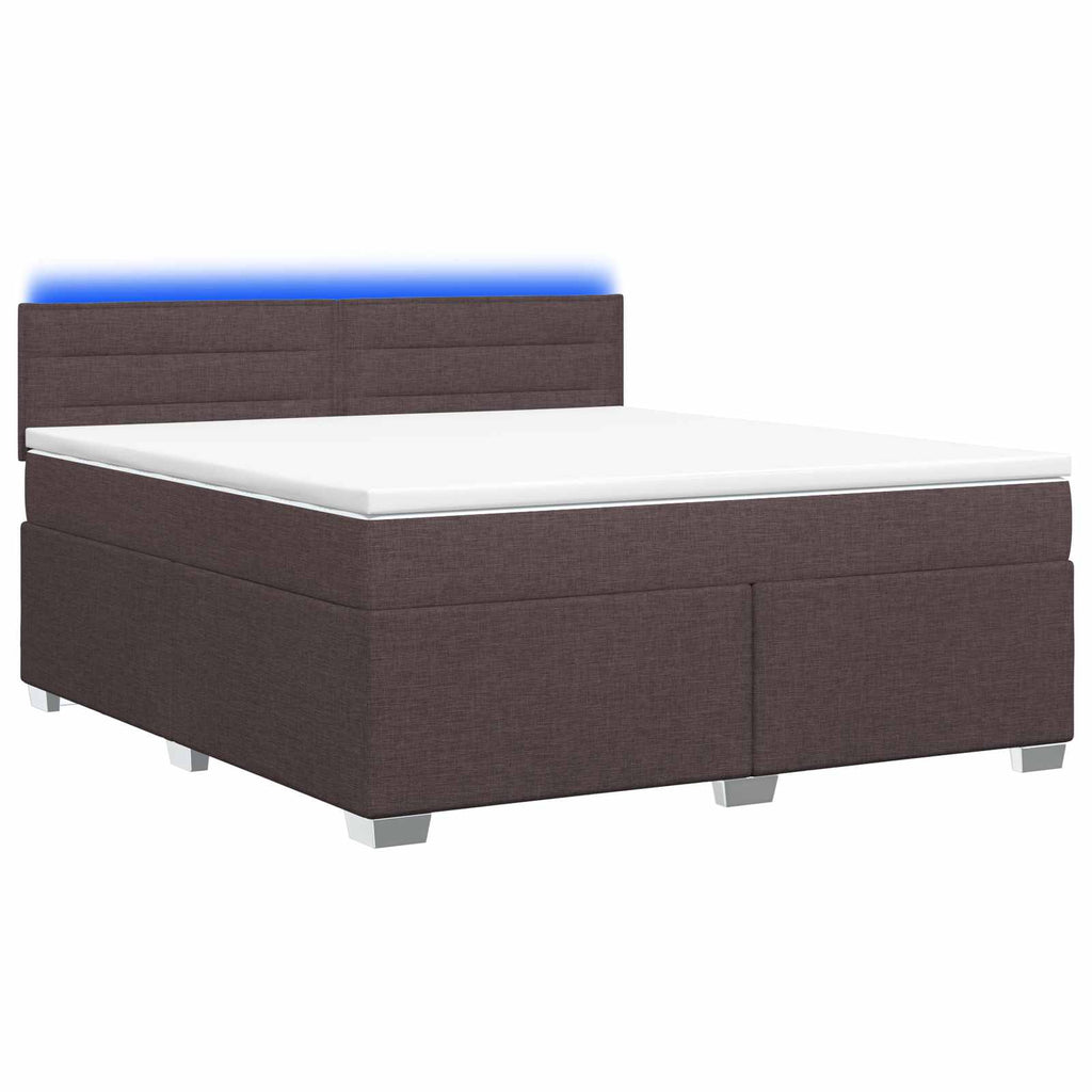 vidaXL Łóżko Box Spring z materacem i LED Ciemny brąz 140 x 200 cm