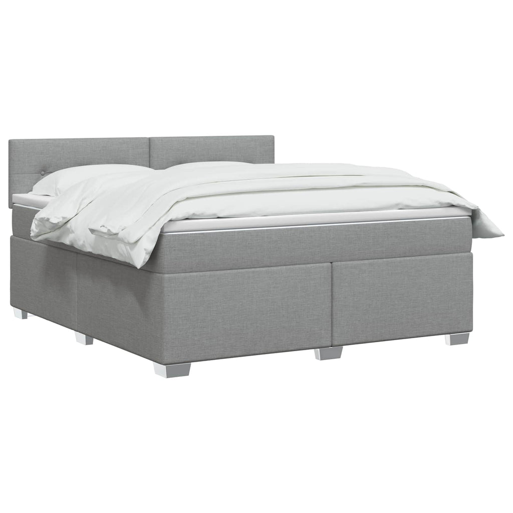 vidaXL Łóżko Box Spring z materacem i LED jasnoszary 140 x 200 cm