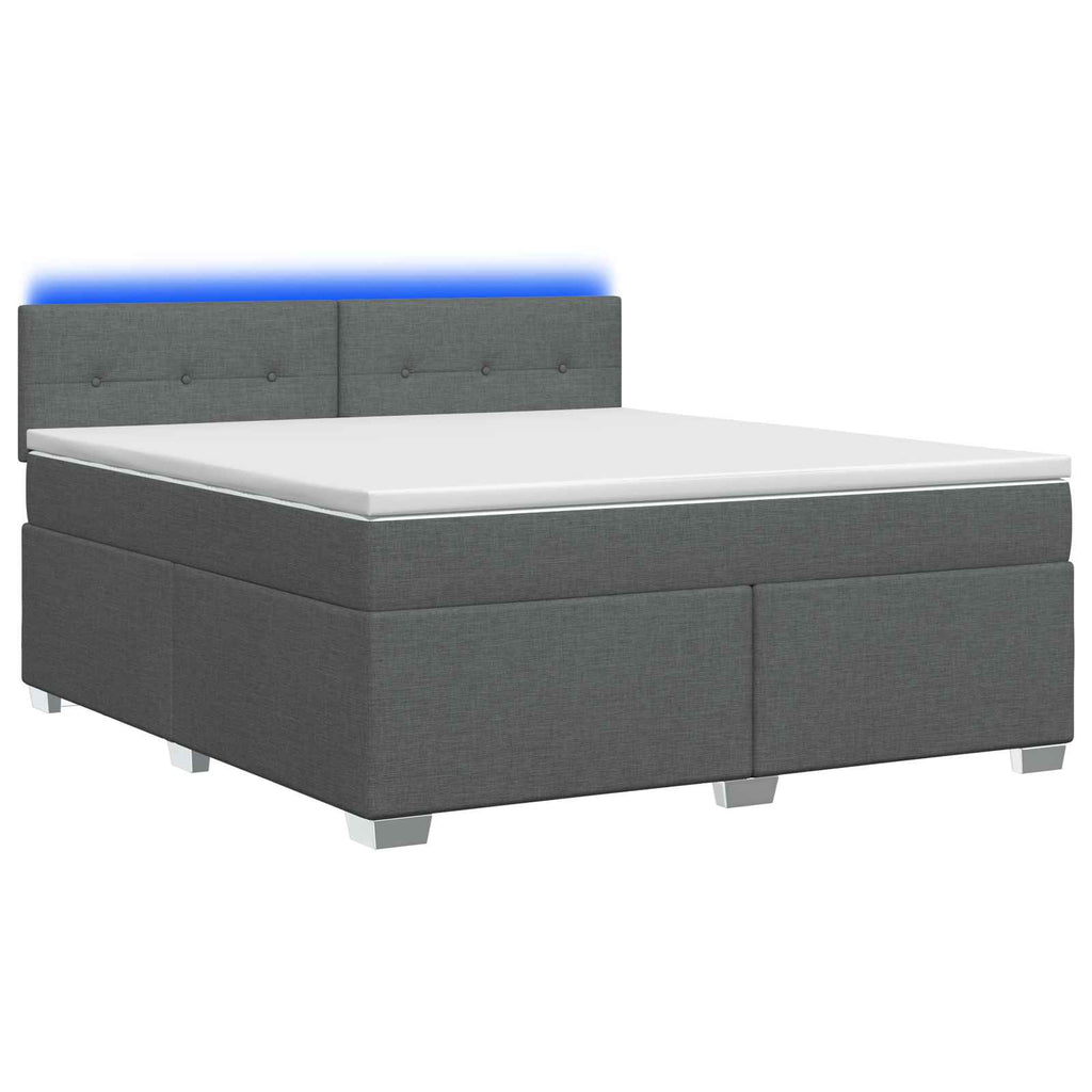 vidaXL Łóżko Box Spring z materacem i LED ciemnoszary 140 x 200 cm
