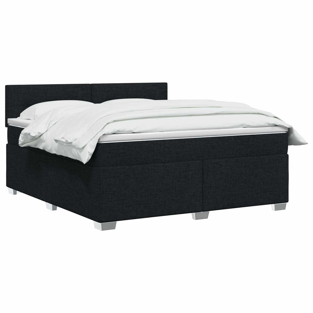 vidaXL Łóżko Box Spring z materacem i LED Czarny 140 x 200 cm tkanina