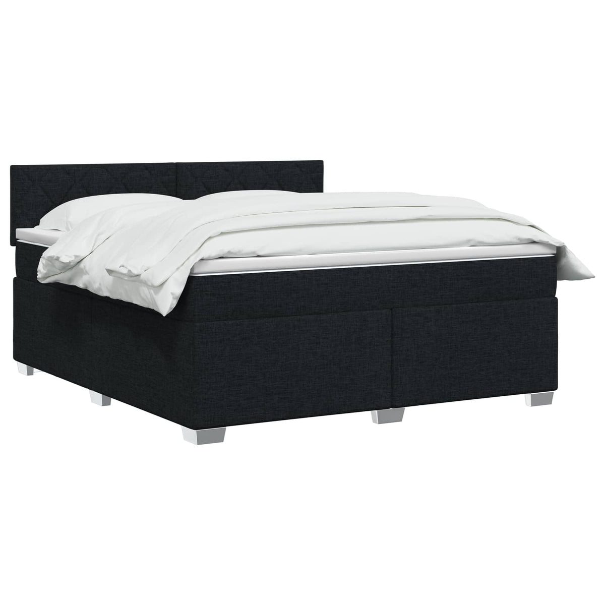 vidaXL Łóżko Box Spring z materacem i LED Czarny 140 x 200 cm tkanina