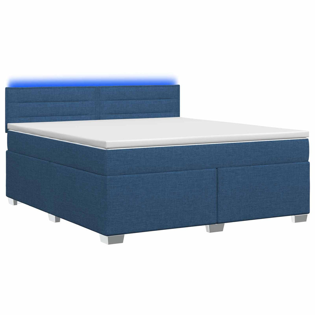 vidaXL Łóżko Box Spring z materacem i LED niebieski 160 x 200 cm