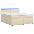 vidaXL Łóżko Box Spring z materacem i LED kremowy 160 x 200 cm tkanina