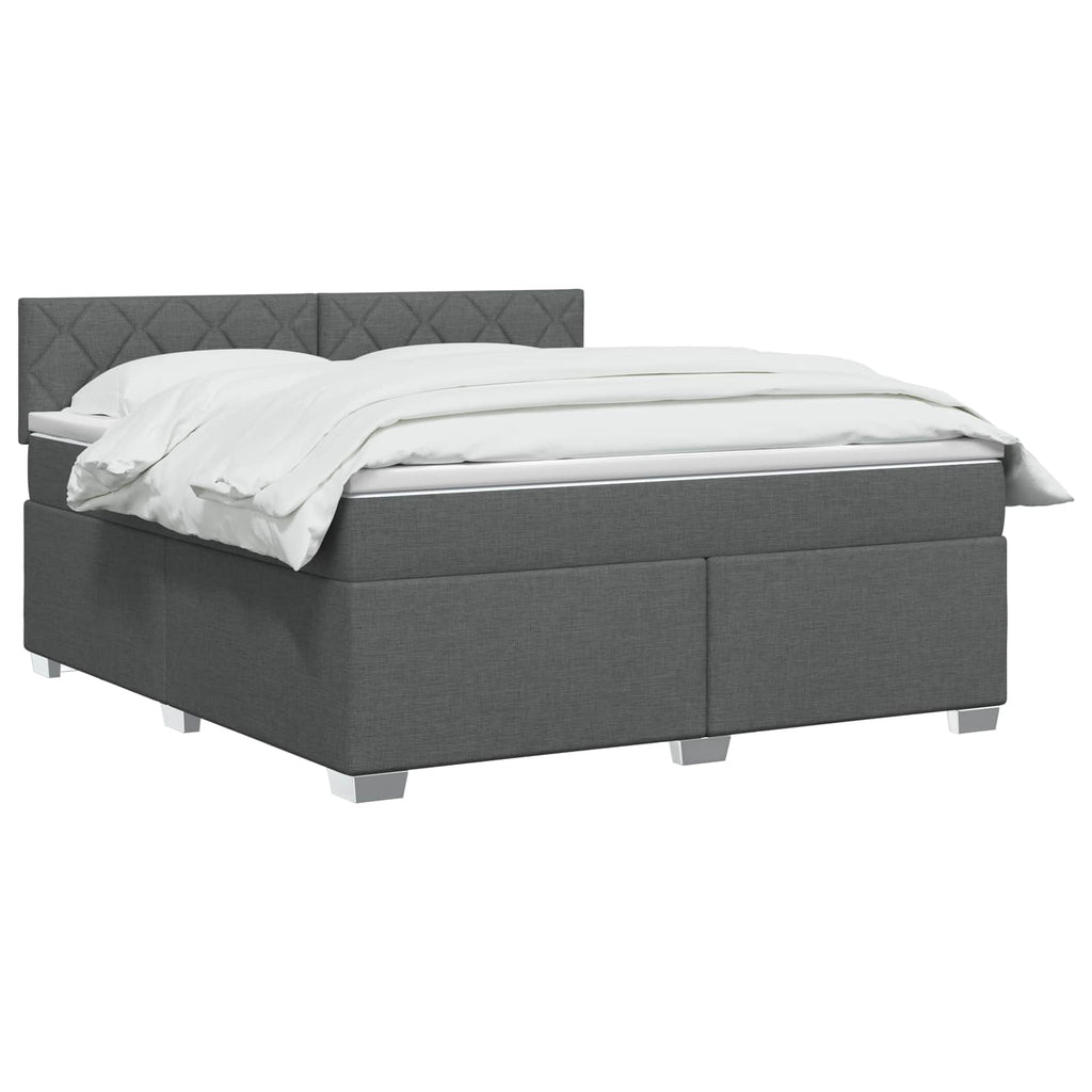 vidaXL Łóżko Box Spring z materacem i LED ciemnoszary 160 x 200 cm