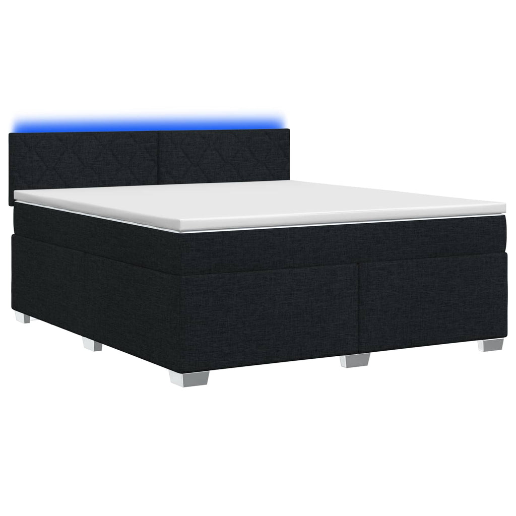 vidaXL Łóżko Box Spring z materacem i LED Czarny 160 x 200 cm tkanina