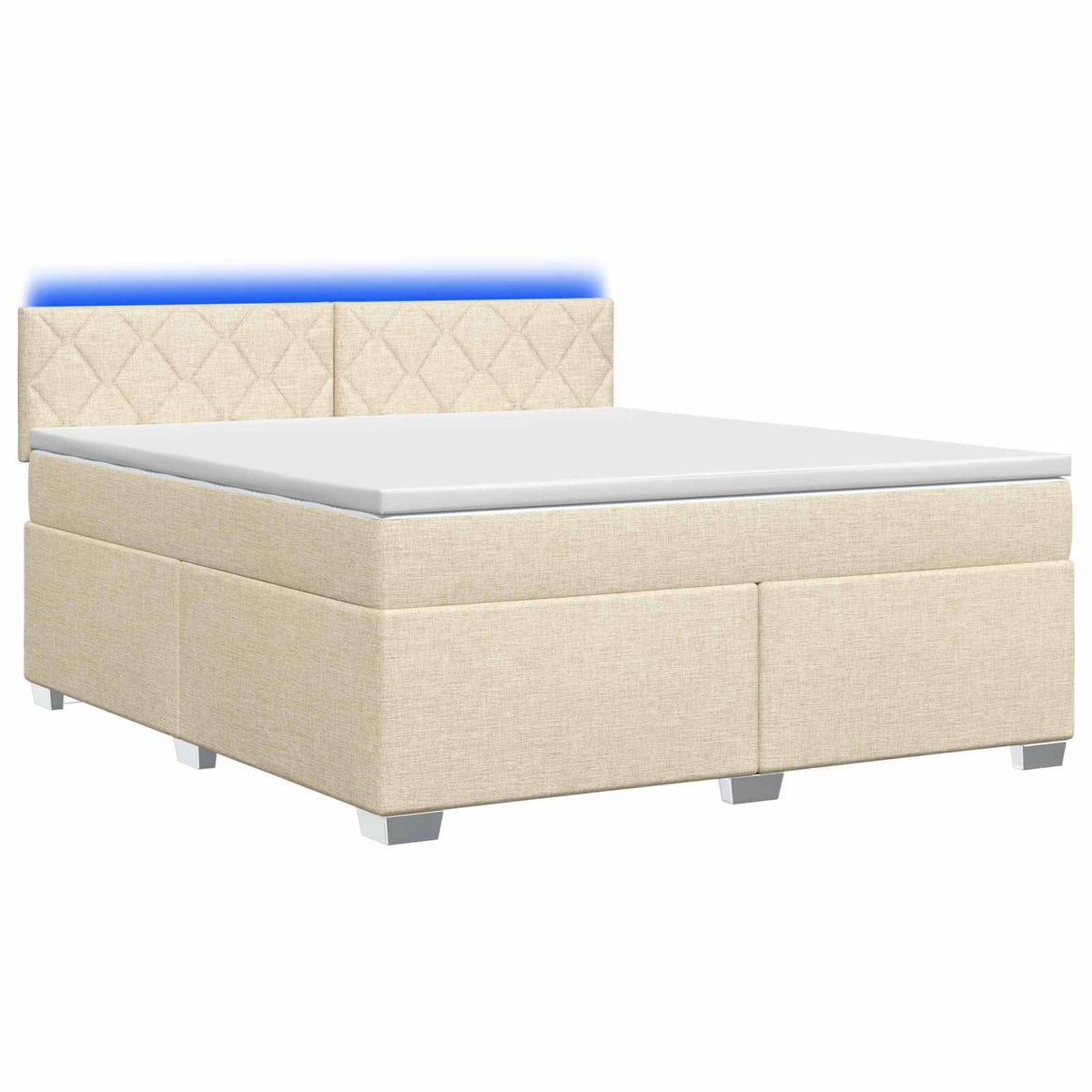 vidaXL Łóżko Box Spring z materacem i LED kremowy 160 x 200 cm tkanina