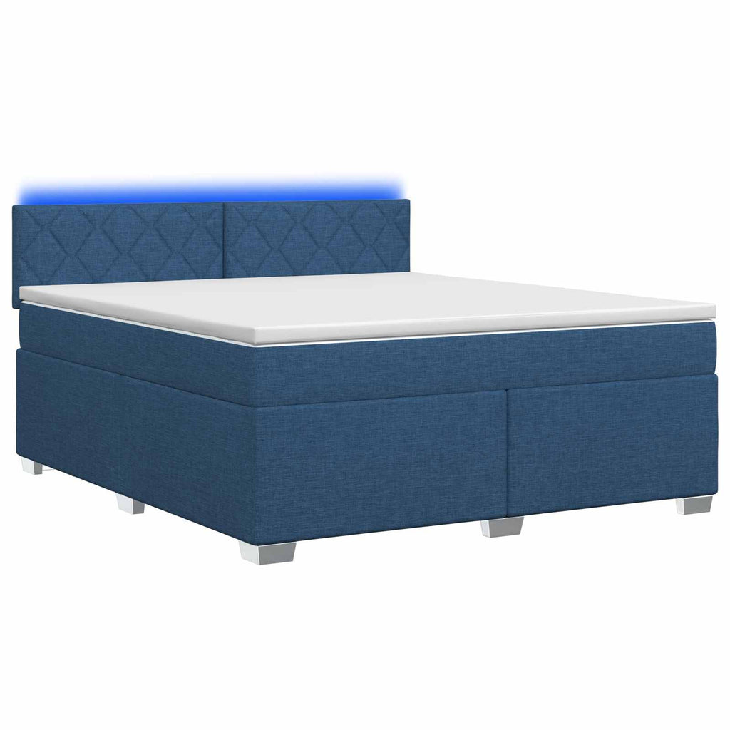vidaXL Łóżko Box Spring z materacem i LED niebieski 160 x 200 cm