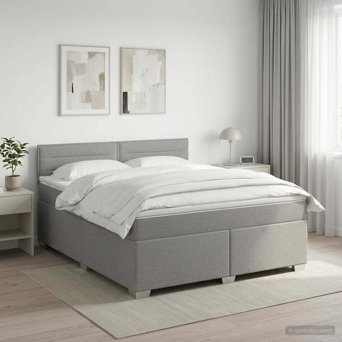 vidaXL Łóżko Box Spring z materacem i LED jasnoszary 160 x 200 cm