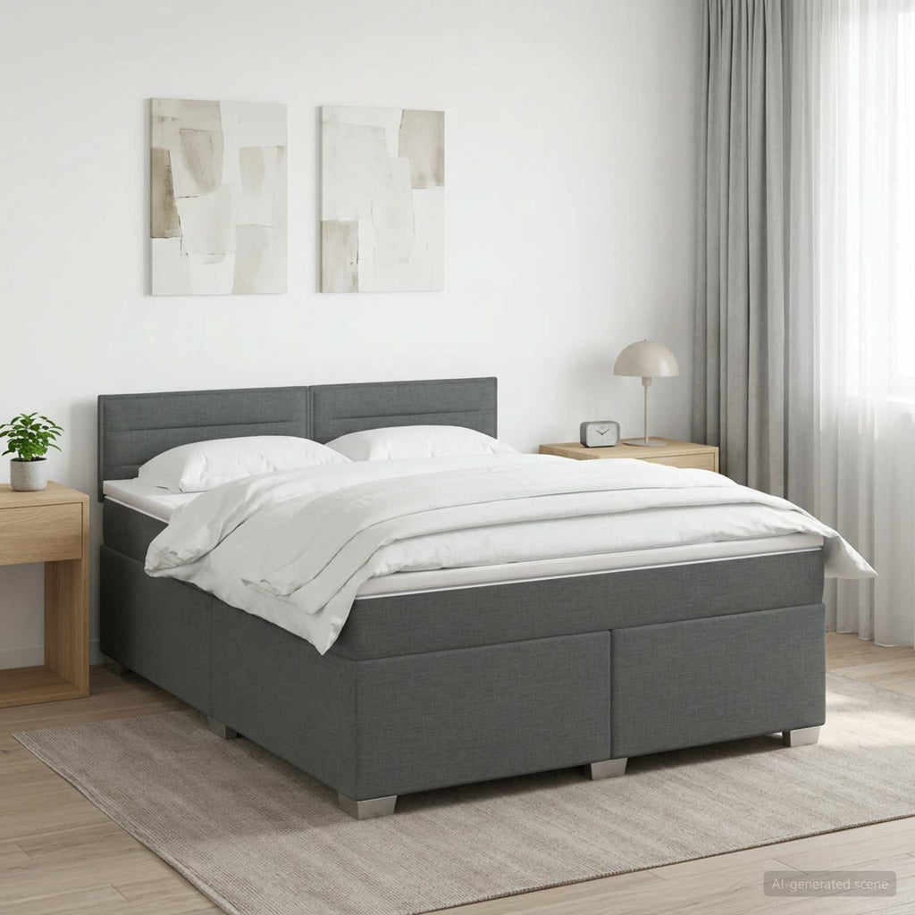 vidaXL Łóżko Box Spring z materacem i LED ciemnoszary 180 x 200 cm