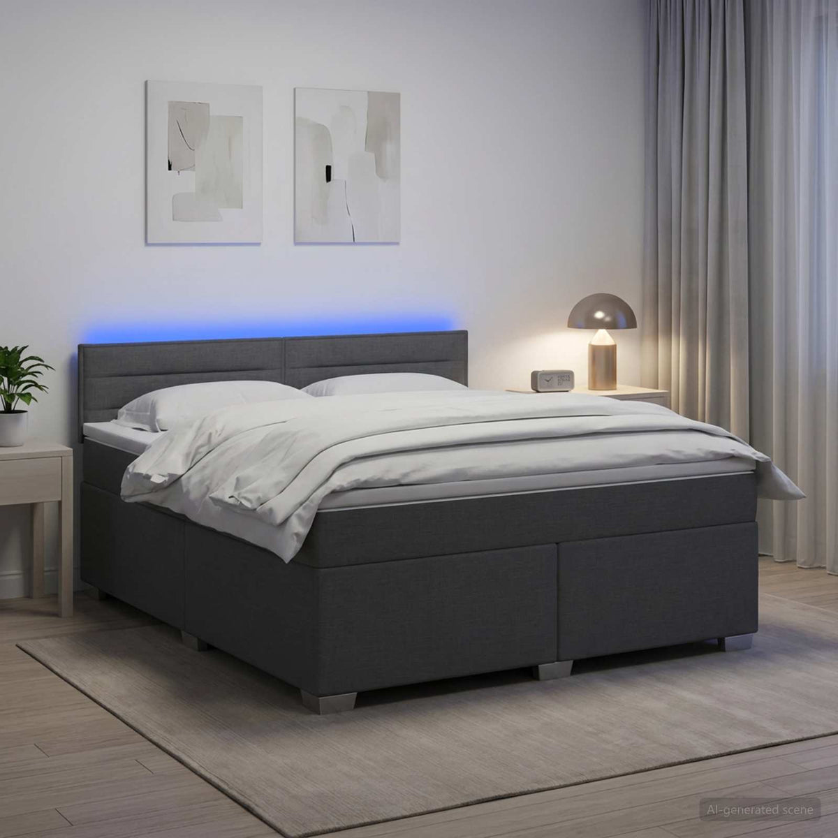 vidaXL Łóżko Box Spring z materacem i LED ciemnoszary 180 x 200 cm