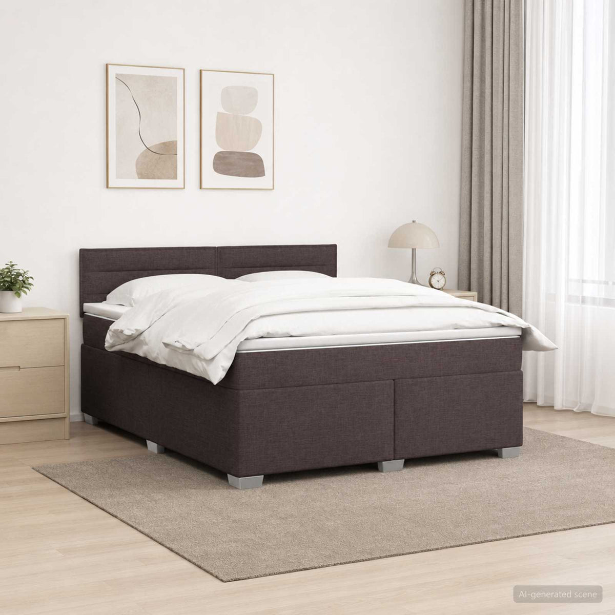vidaXL Łóżko Box Spring z materacem i LED Ciemny brąz 140 x 200 cm