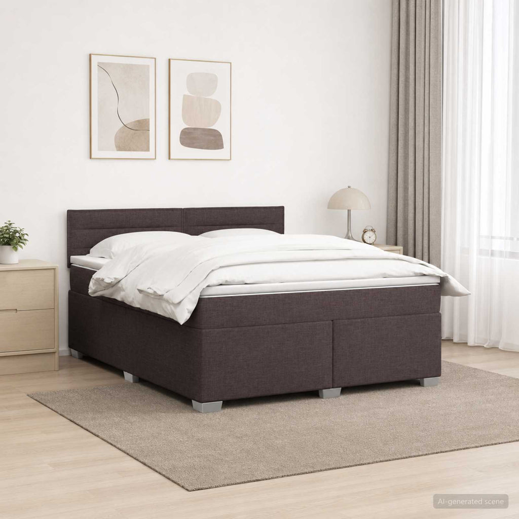vidaXL Łóżko Box Spring z materacem i LED Ciemny brąz 140 x 190 cm