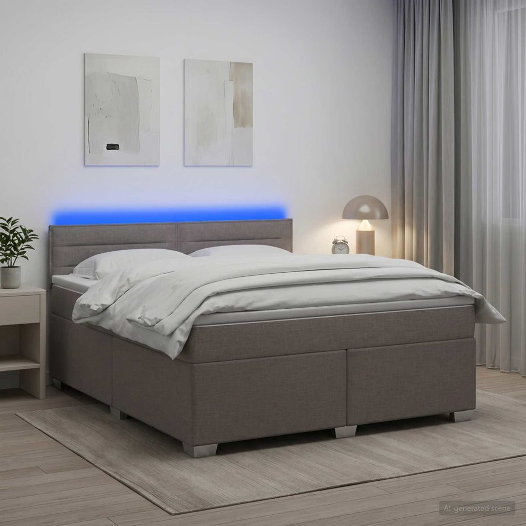 vidaXL Łóżko Box Spring z materacem i LED Ciemnoszary 160 x 200 cm