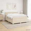 vidaXL Łóżko Box Spring z materacem i LED kremowy 140 x 190 cm tkanina