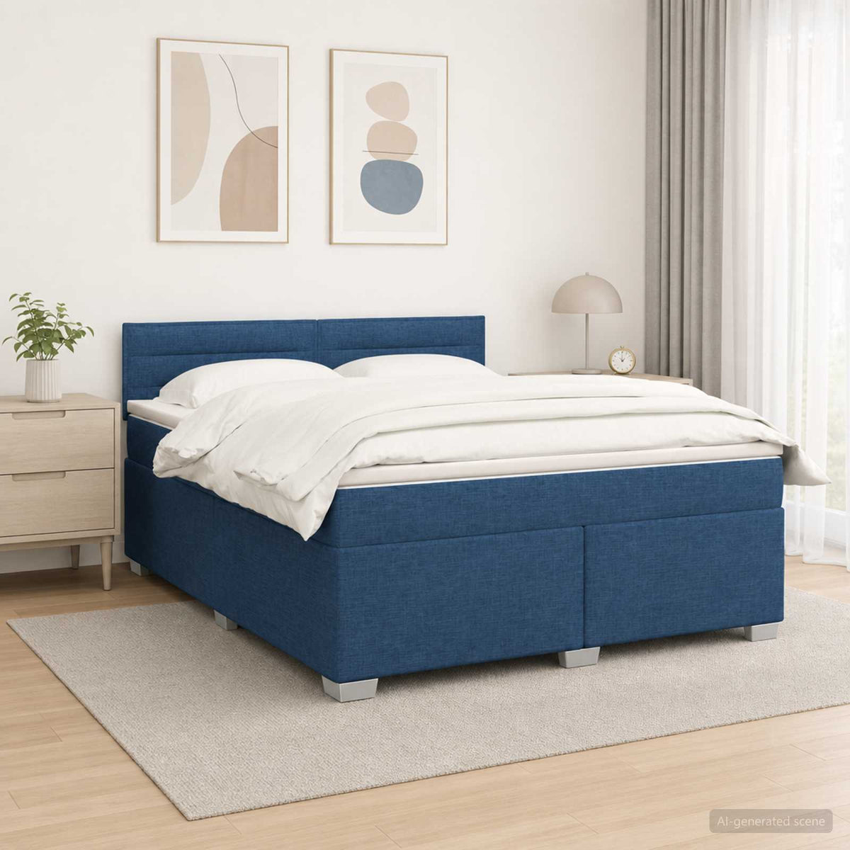 vidaXL Łóżko Box Spring z materacem i LED niebieski 140 x 200 cm