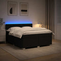 vidaXL Łóżko Box Spring z materacem i LED Czarny 140 x 200 cm tkanina