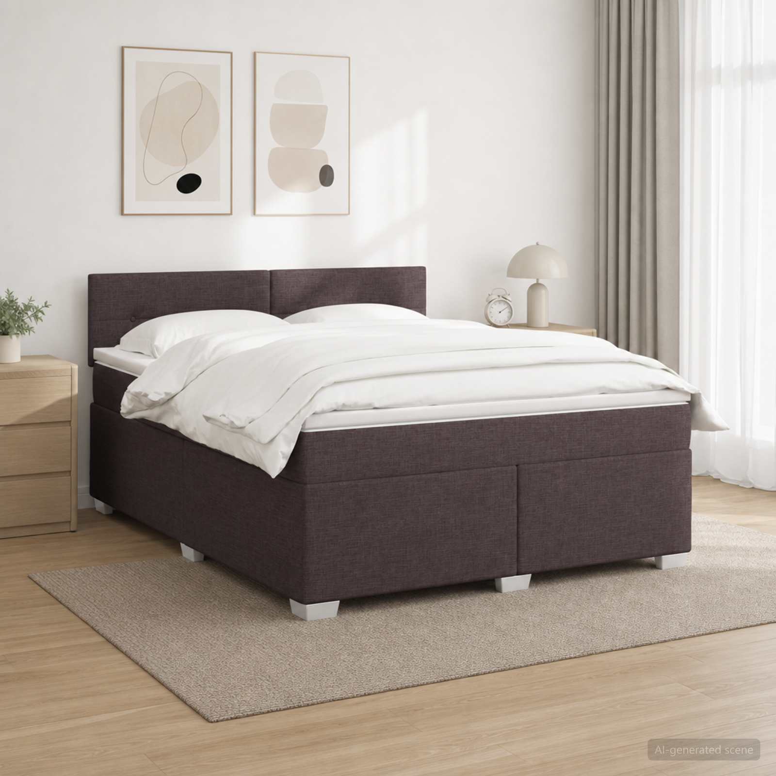 vidaXL Łóżko Box Spring z materacem i LED Ciemny brąz 180 x 200 cm