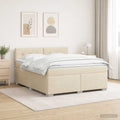 vidaXL Łóżko Box Spring z materacem i LED kremowy 160 x 200 cm tkanina
