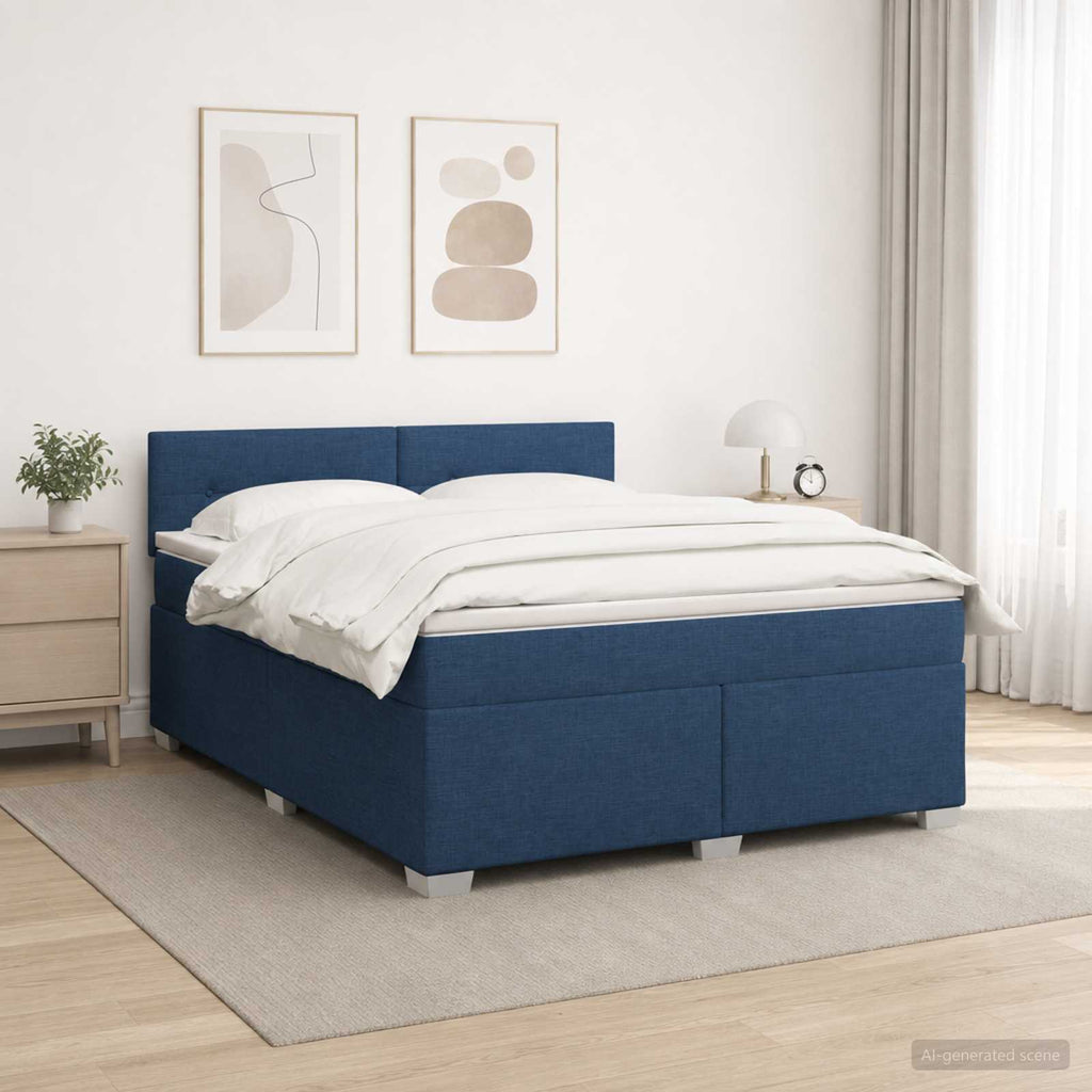 vidaXL Łóżko Box Spring z materacem i LED niebieski 180 x 200 cm