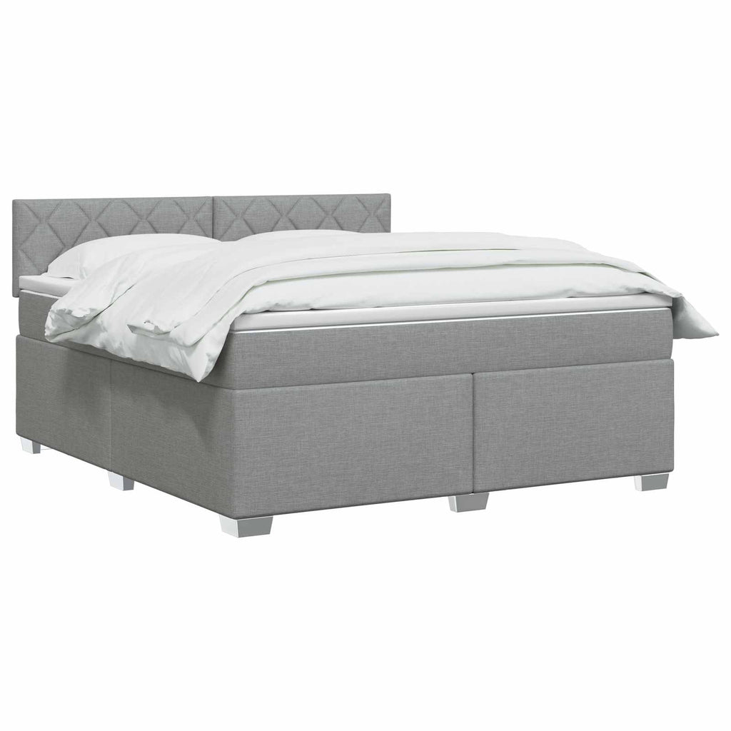 vidaXL Łóżko Box Spring z materacem i LED jasnoszary 180 x 200 cm