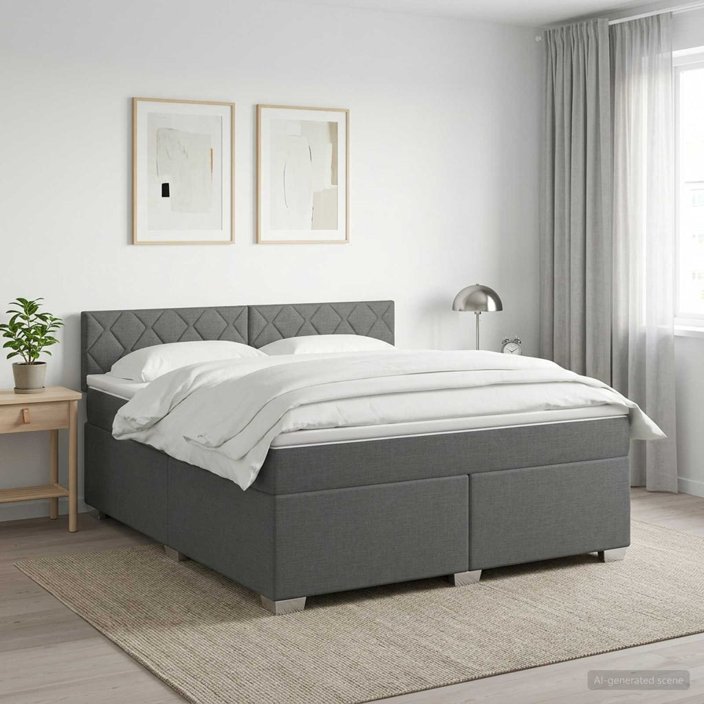 vidaXL Łóżko Box Spring z materacem i LED ciemnoszary 160 x 200 cm