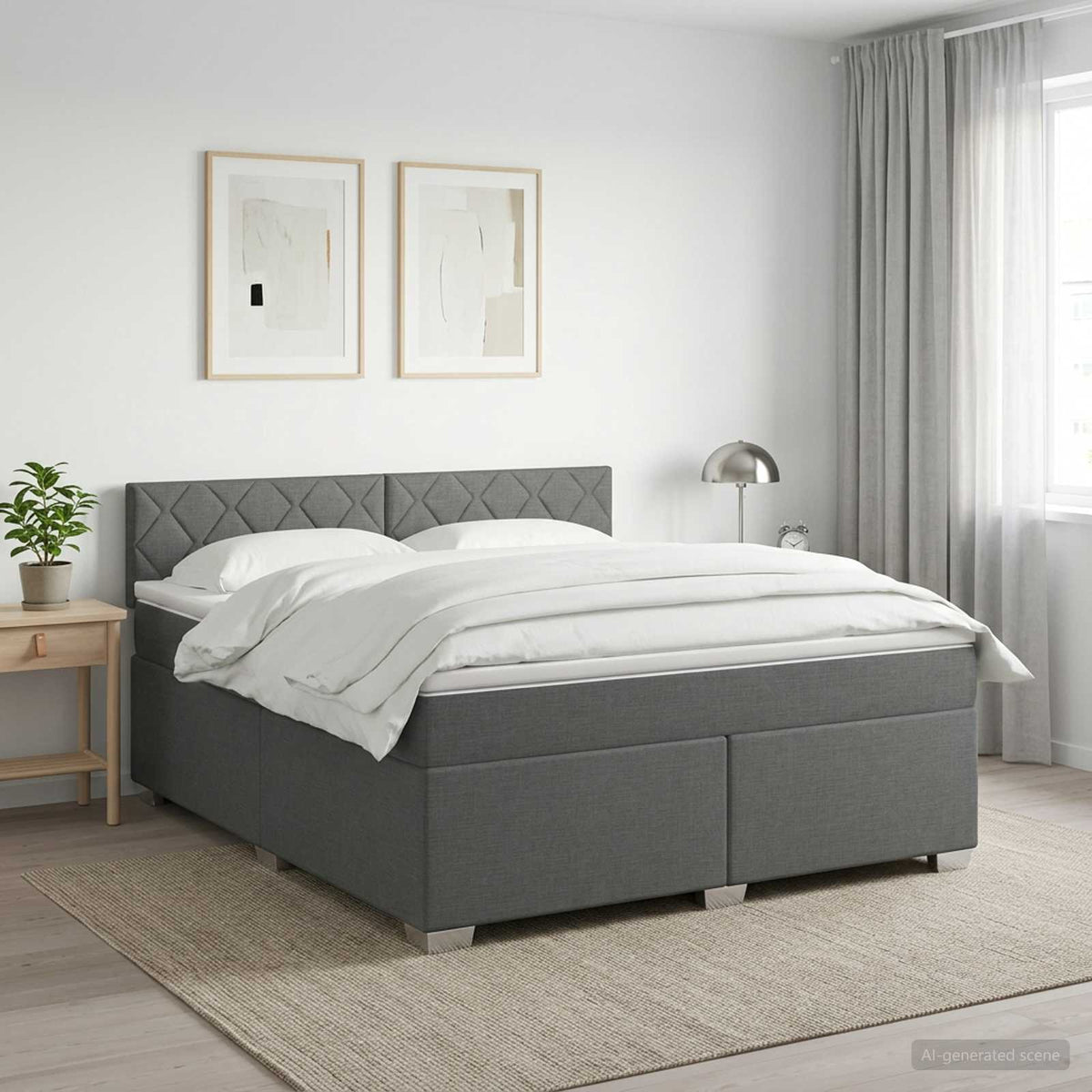 vidaXL Łóżko Box Spring z materacem i LED ciemnoszary 160 x 200 cm