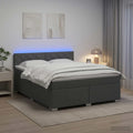 vidaXL Łóżko Box Spring z materacem i LED ciemnoszary 180 x 200 cm