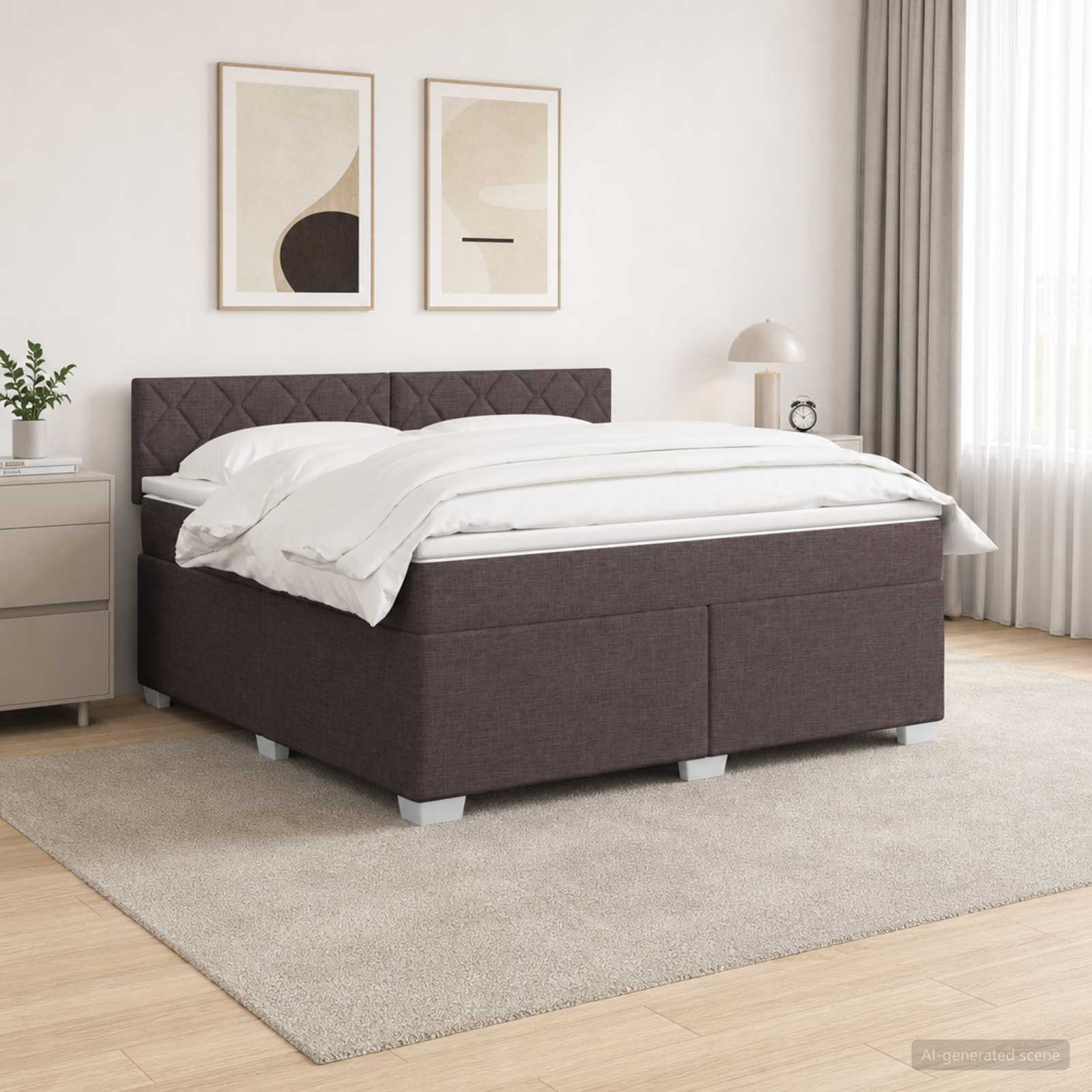 vidaXL Łóżko Box Spring z materacem i LED Ciemny brąz 140 x 200 cm
