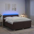 vidaXL Łóżko Box Spring z materacem i LED Ciemny brąz 180 x 200 cm