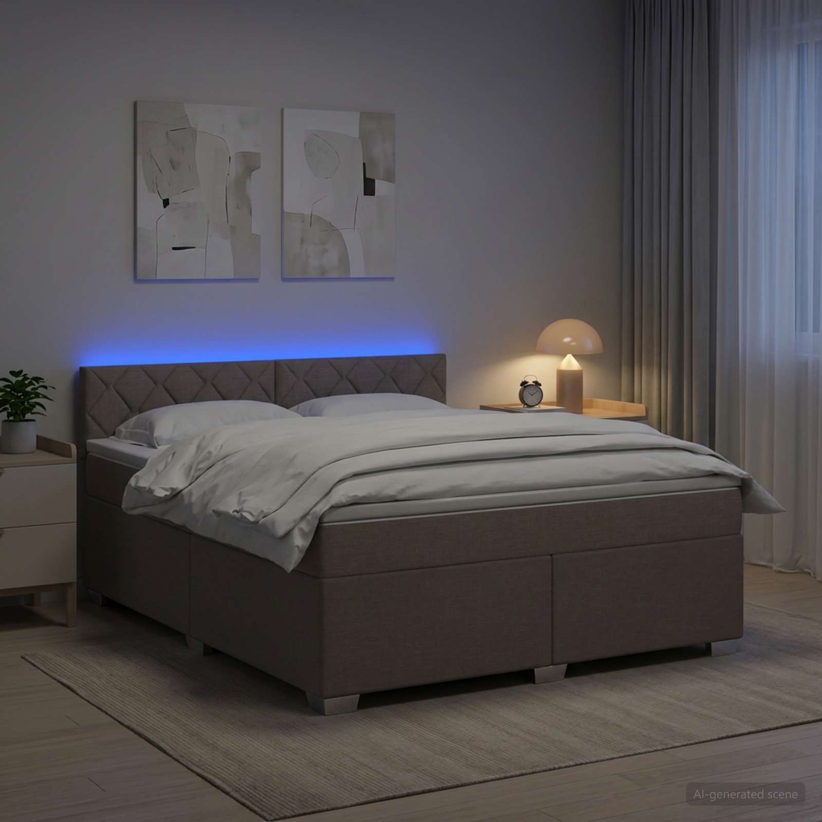 vidaXL Łóżko Box Spring z materacem i LED Ciemnoszary 180 x 200 cm