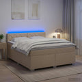 vidaXL Łóżko Box Spring z materacem i LED kremowy 140 x 200 cm tkanina