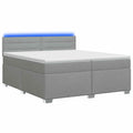 vidaXL Łóżko Box Spring z materacem i LED jasnoszary 200 x 200 cm