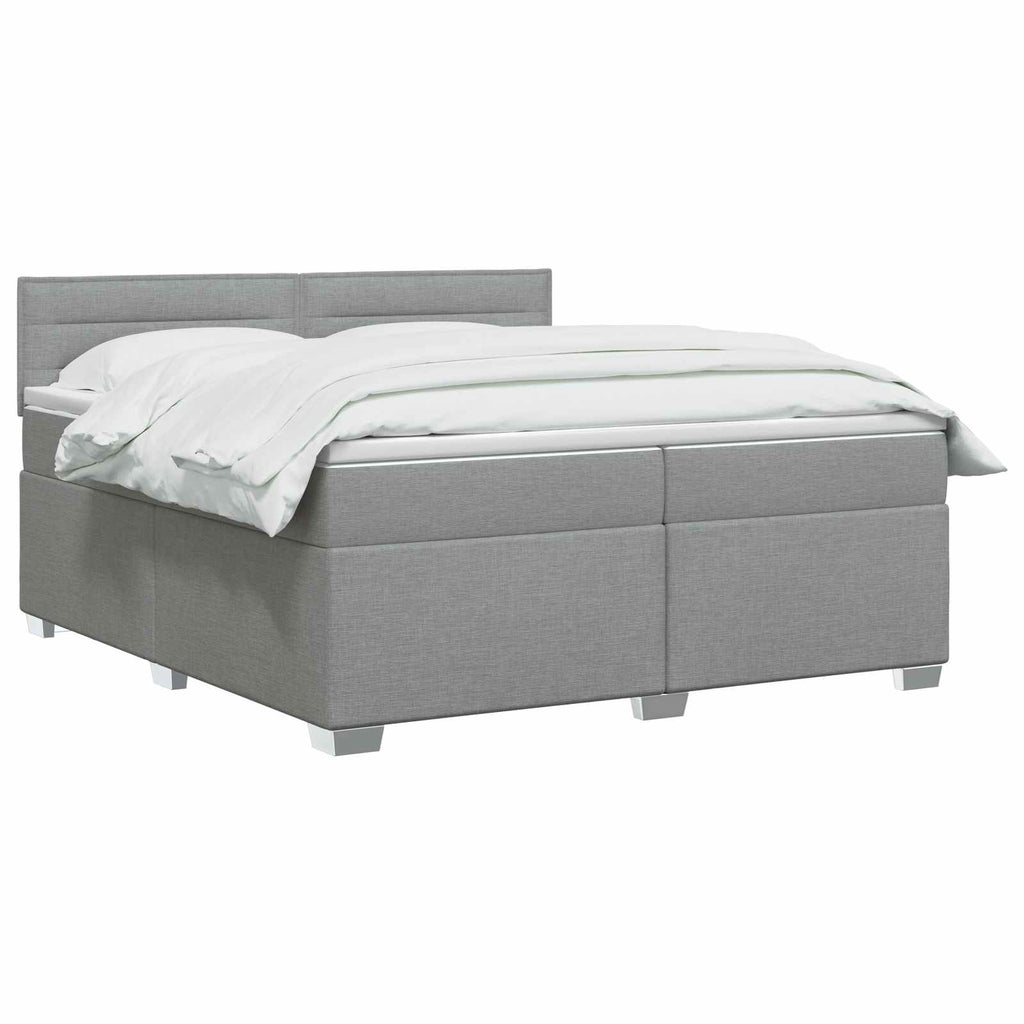 vidaXL Łóżko Box Spring z materacem i LED jasnoszary 200 x 200 cm