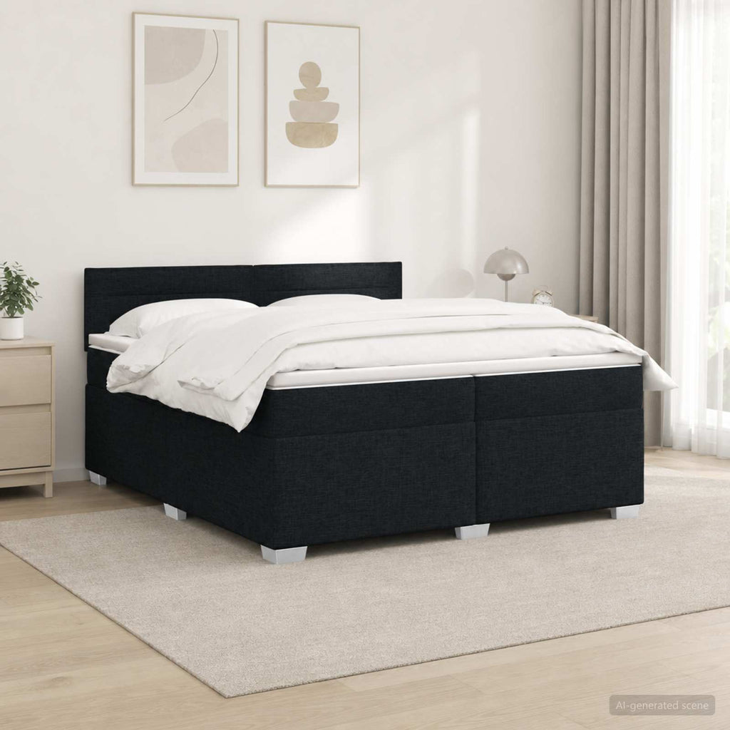 vidaXL Łóżko Box Spring z materacem i LED Czarny 200 x 200 cm tkanina