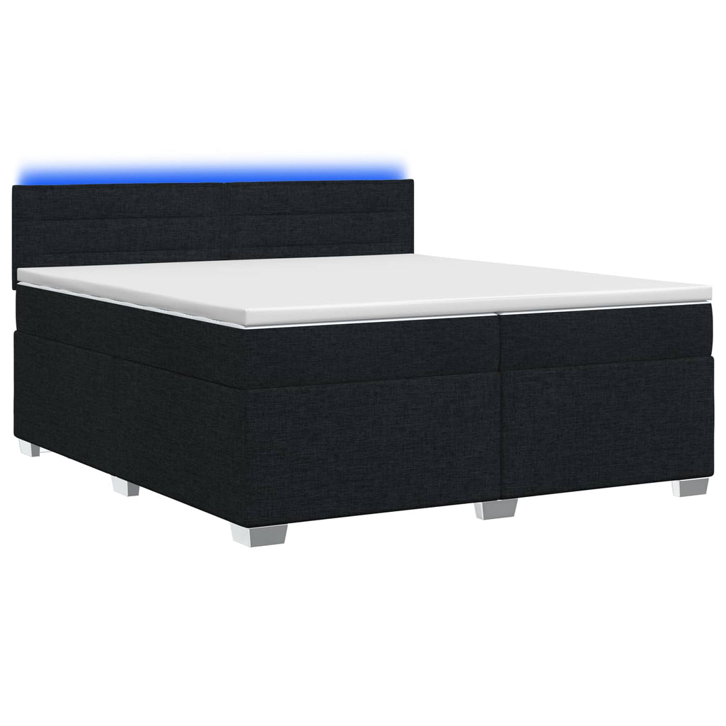 vidaXL Łóżko Box Spring z materacem i LED Czarny 200 x 200 cm tkanina