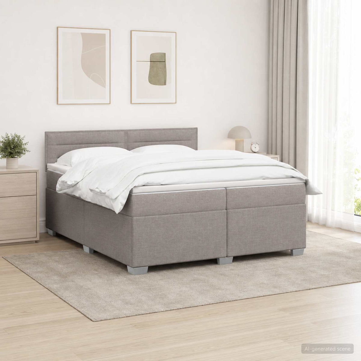 vidaXL Łóżko Box Spring z materacem i LED Ciemnoszary 200 x 200 cm