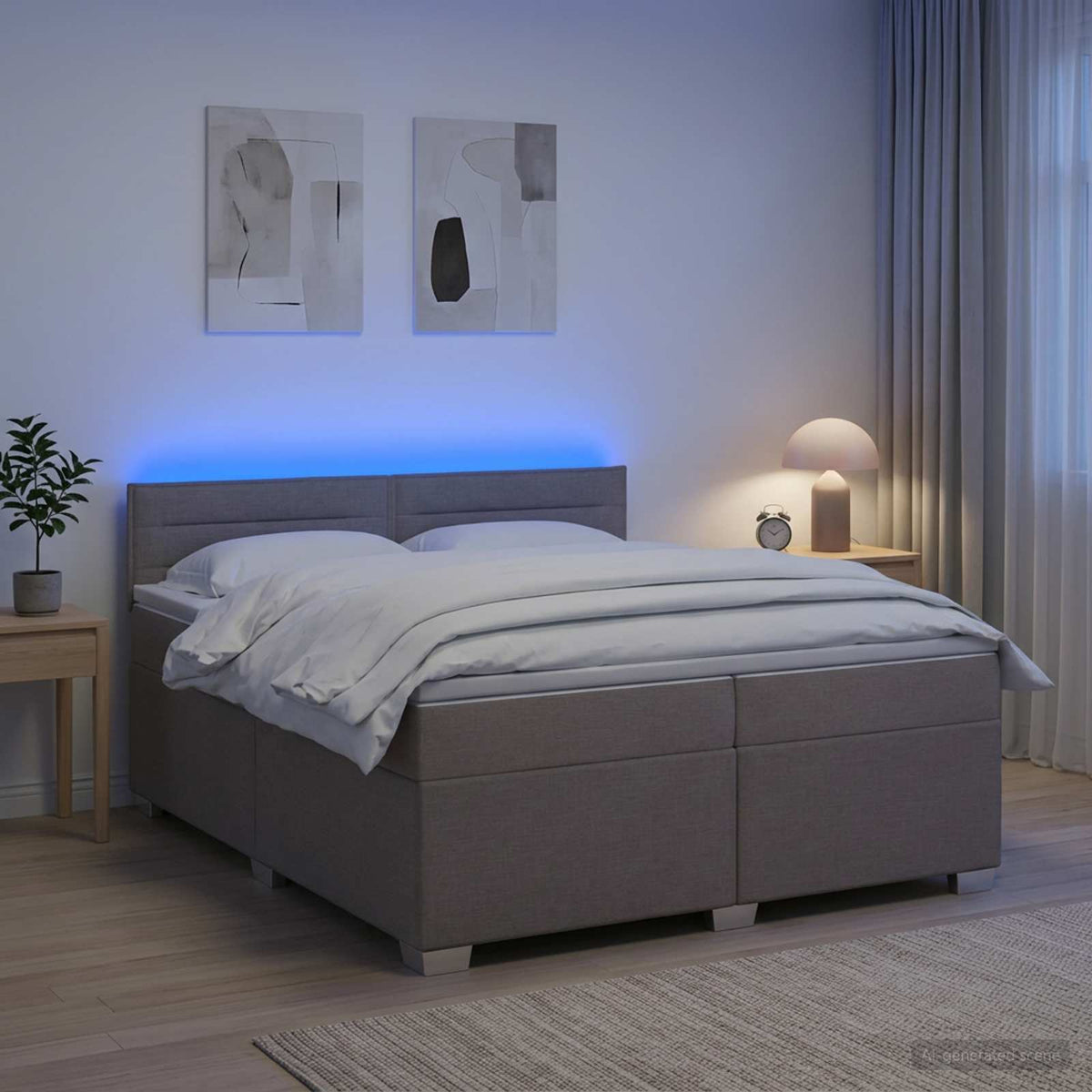 vidaXL Łóżko Box Spring z materacem i LED Ciemnoszary 200 x 200 cm