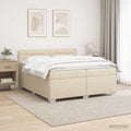 vidaXL Łóżko Box Spring z materacem i LED kremowy 200 x 200 cm tkanina