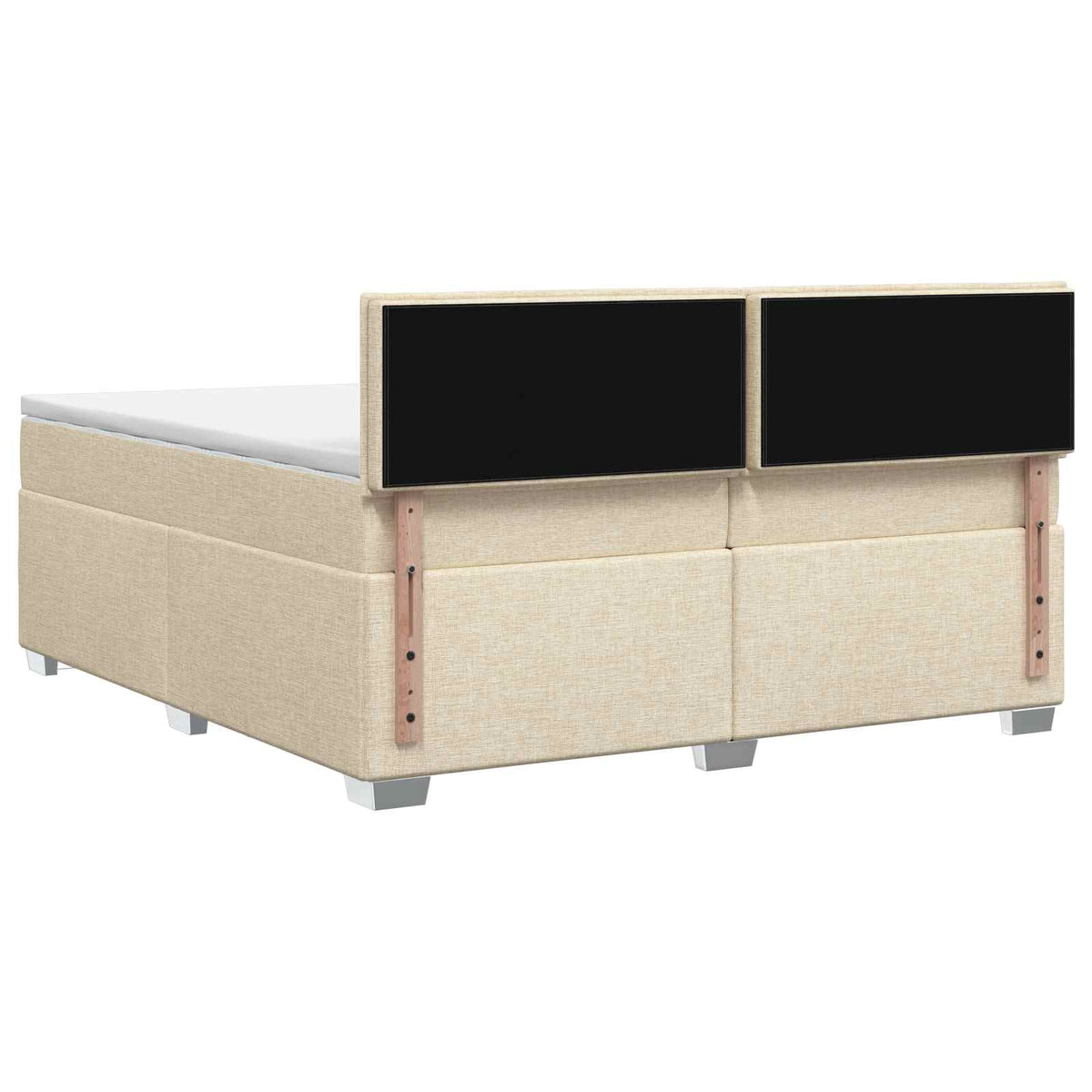 vidaXL Łóżko Box Spring z materacem i LED kremowy 200 x 200 cm tkanina