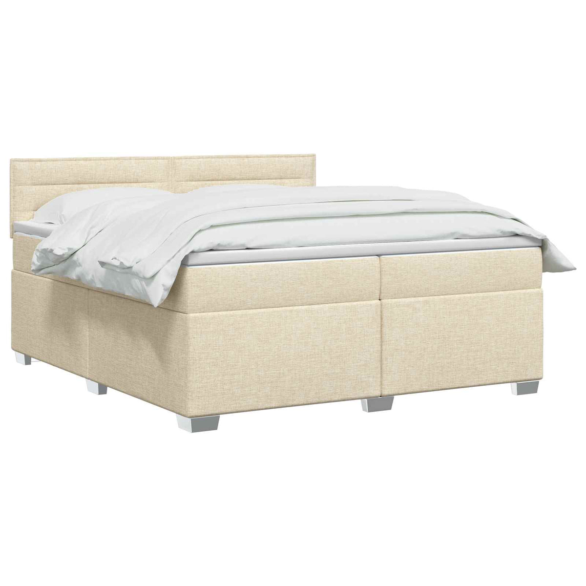 vidaXL Łóżko Box Spring z materacem i LED kremowy 200 x 200 cm tkanina