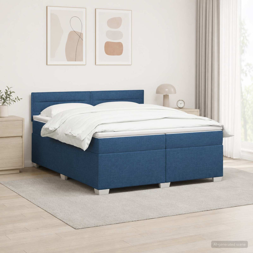vidaXL Łóżko Box Spring z materacem i LED niebieski 200 x 200 cm