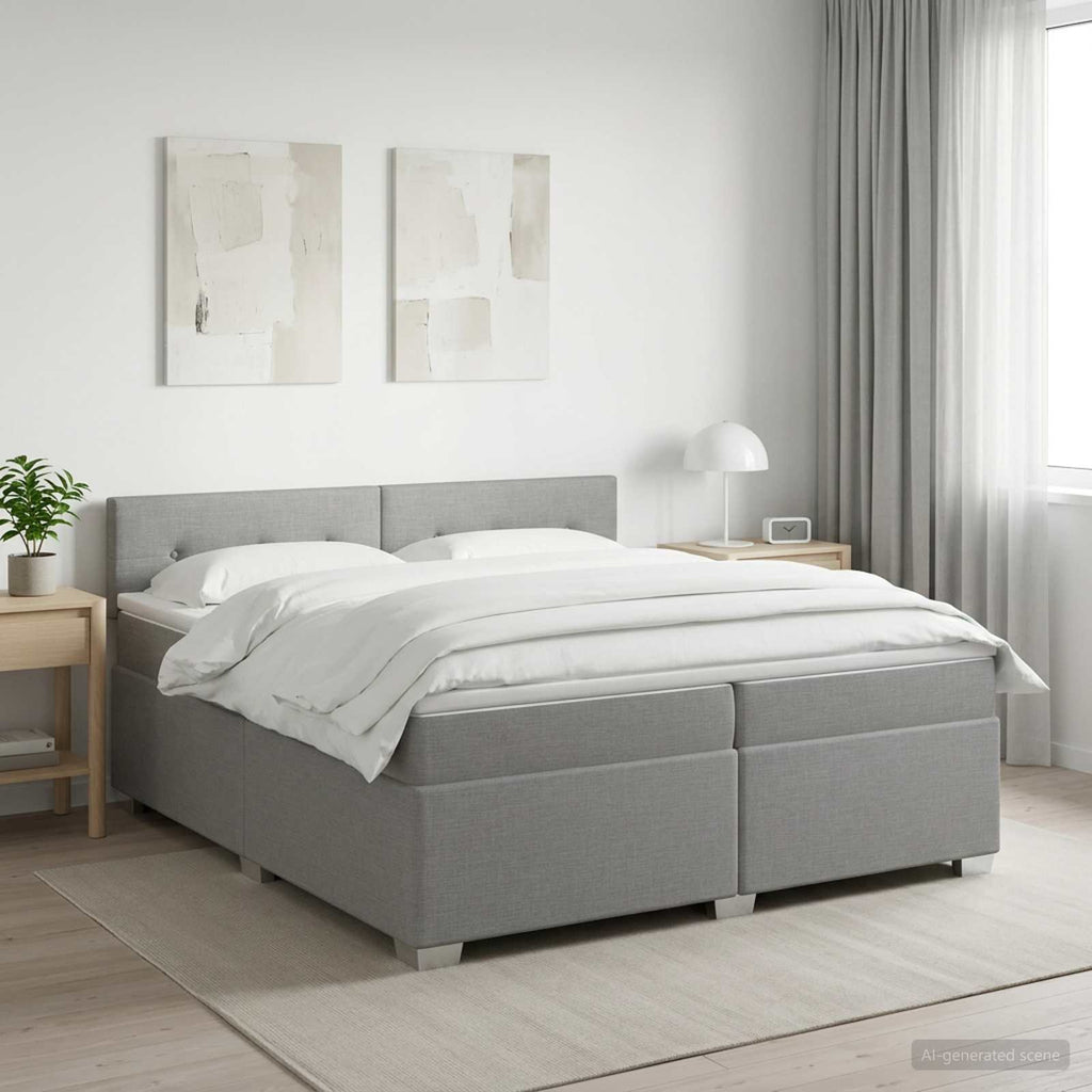 vidaXL Łóżko Box Spring z materacem i LED jasnoszary 200 x 200 cm