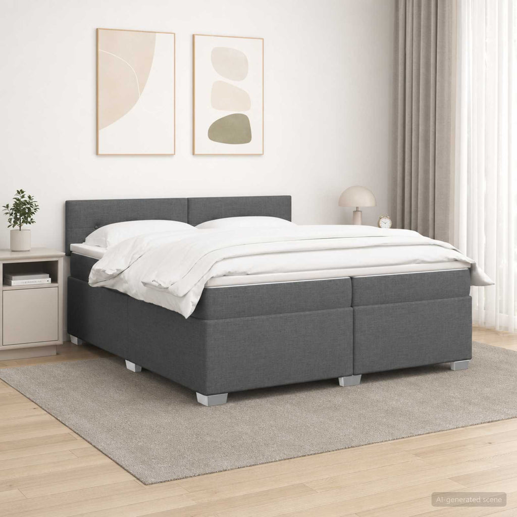 vidaXL Łóżko Box Spring z materacem i LED ciemnoszary 200 x 200 cm
