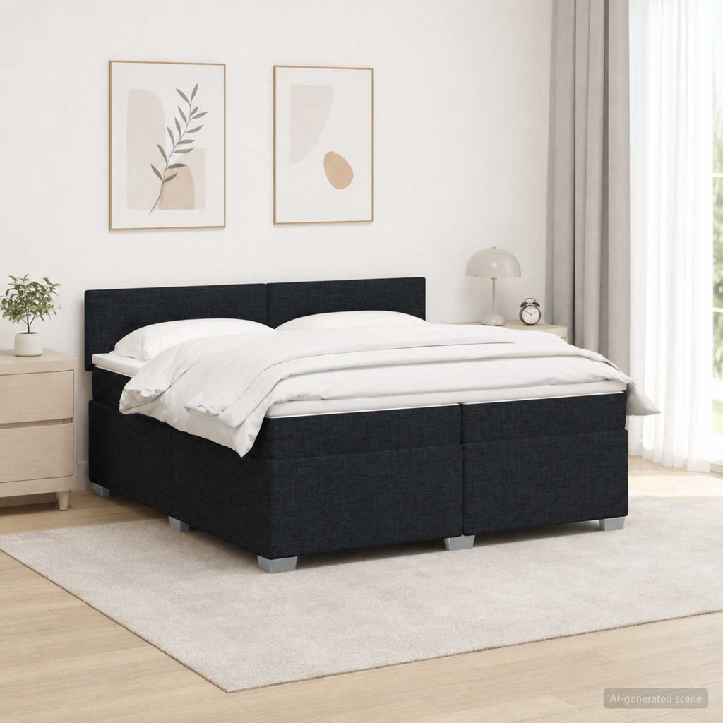 vidaXL Łóżko Box Spring z materacem i LED Czarny 200 x 200 cm tkanina