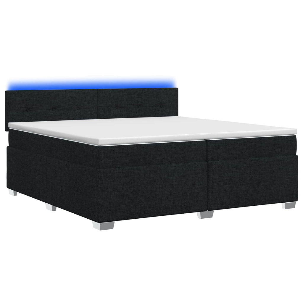 vidaXL Łóżko Box Spring z materacem i LED Czarny 200 x 200 cm tkanina