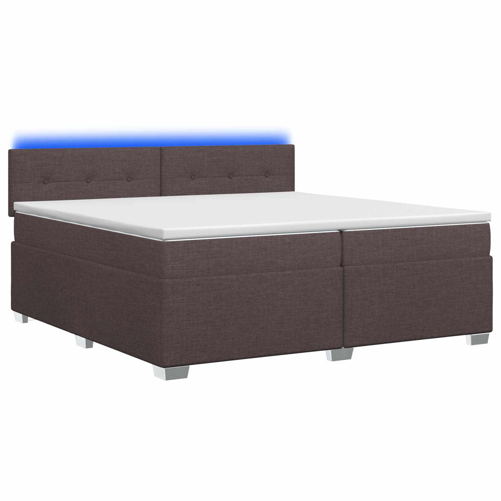 vidaXL Łóżko Box Spring z materacem i LED Ciemny brąz 200 x 200 cm