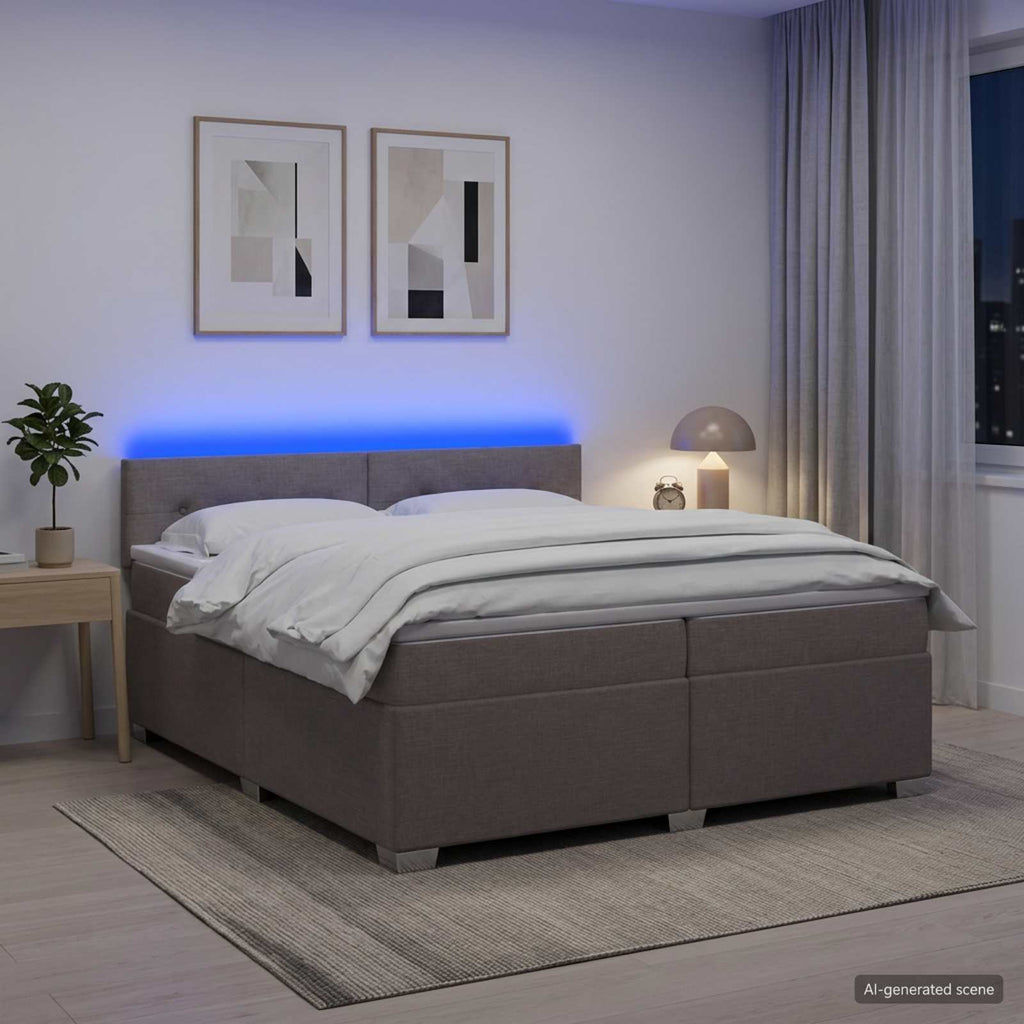 vidaXL Łóżko Box Spring z materacem i LED Ciemnoszary 200 x 200 cm