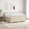 vidaXL Łóżko Box Spring z materacem i LED kremowy 200 x 200 cm tkanina