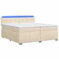 vidaXL Łóżko Box Spring z materacem i LED kremowy 200 x 200 cm tkanina